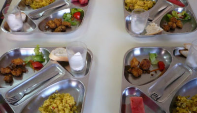 imagen de varias bandejas de comida escolar